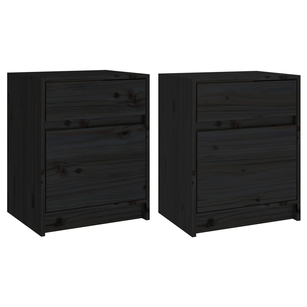 vidaXL Szafki nocne, 2 szt., czarne, 40x31x50 cm, lite drewno sosnowe