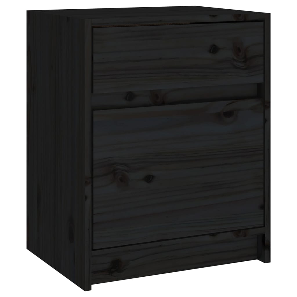vidaXL Szafki nocne, 2 szt., czarne, 40x31x50 cm, lite drewno sosnowe