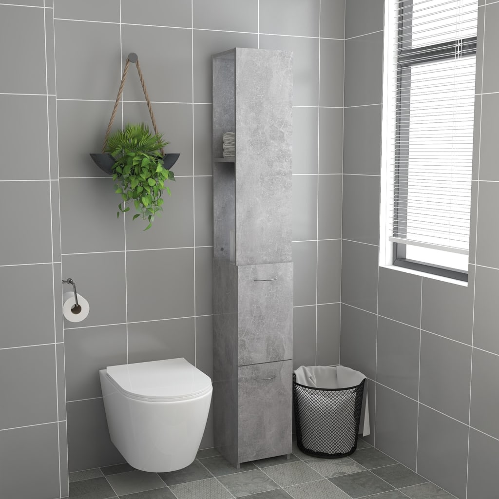 vidaXL Szafka łazienkowa, szarość betonu, 25x26,5x170 cm