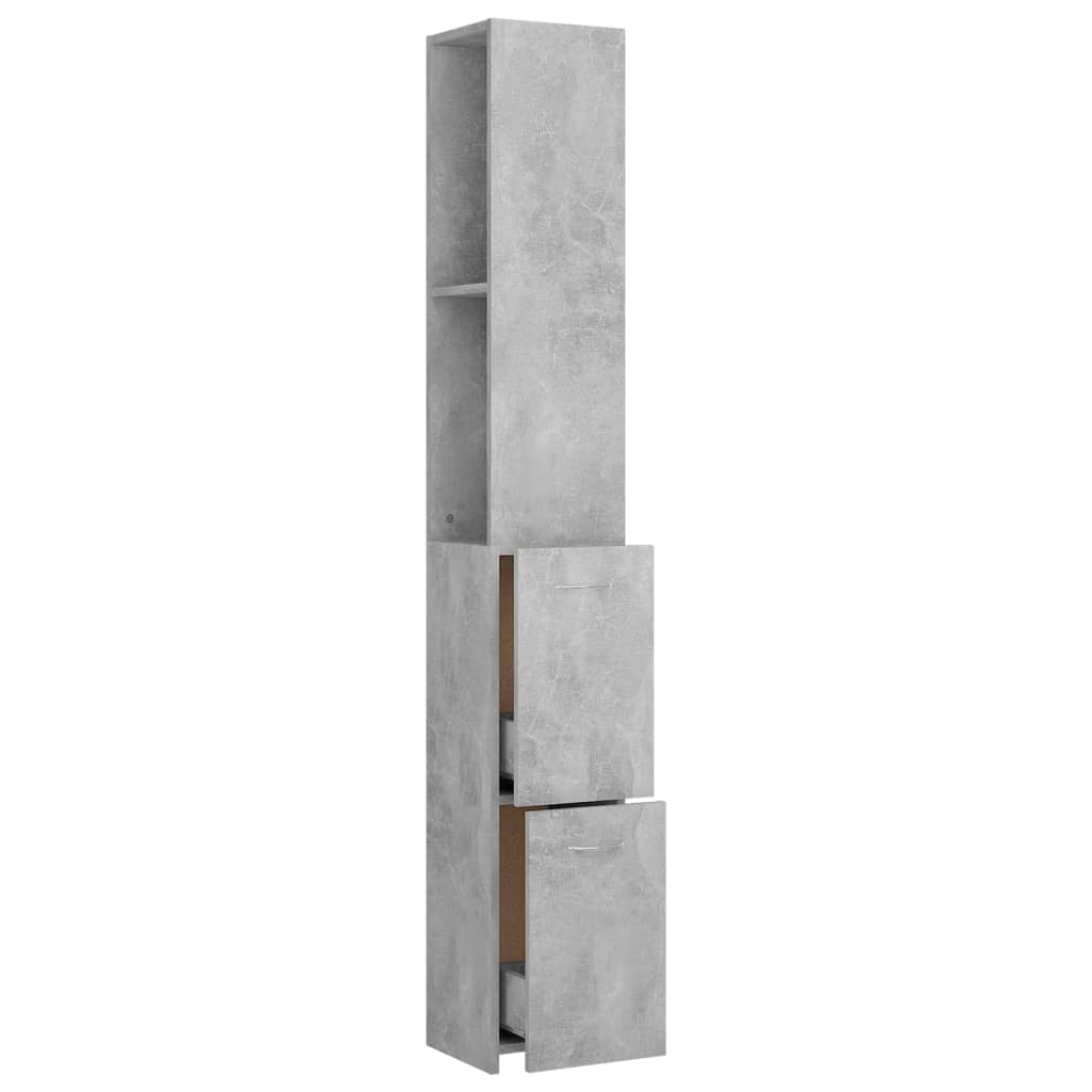vidaXL Szafka łazienkowa, szarość betonu, 25x26,5x170 cm