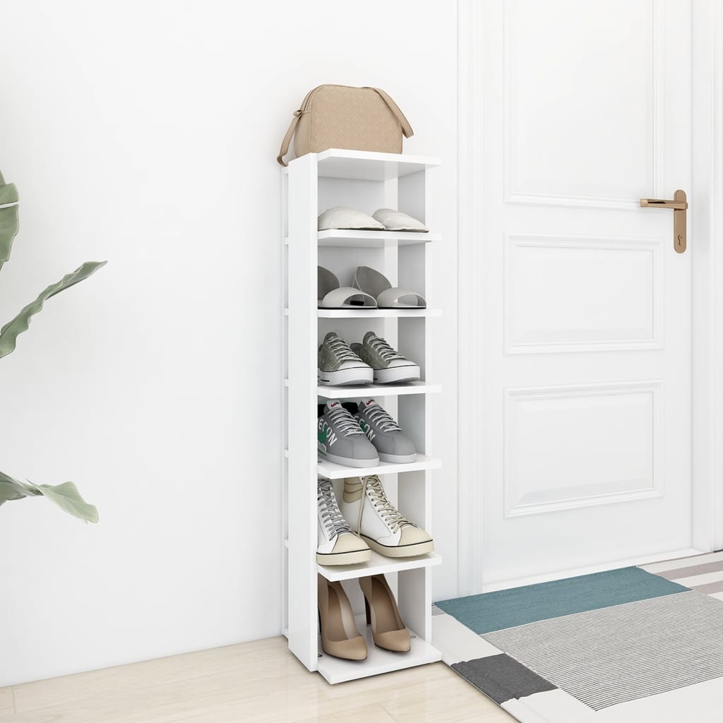 vidaXL Szafka na buty, biały, 27,5x27x102 cm, materiał drewnopochodny
