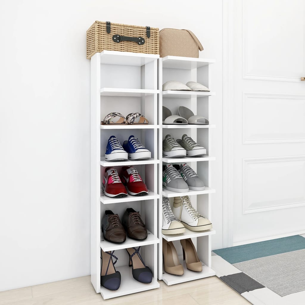 vidaXL Szafki na buty, 2 szt., białe, 27,5x27x102 cm