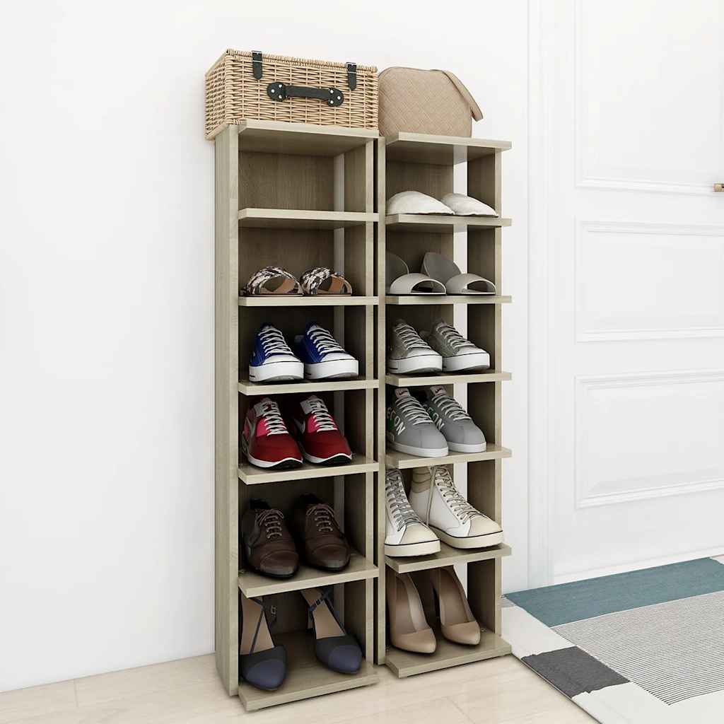 vidaXL Szafki na buty, 2 szt., dąb sonoma, 27,5x27x102 cm