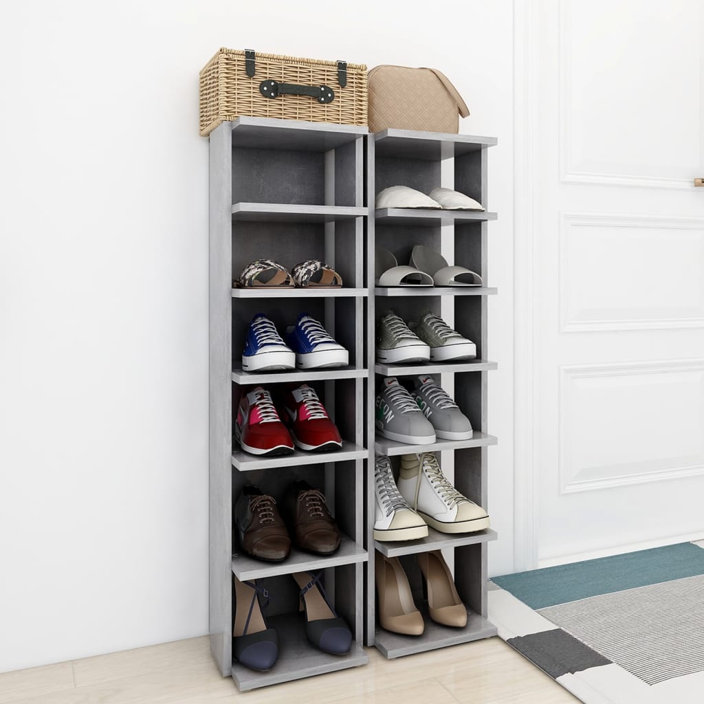 vidaXL Szafki na buty, 2 szt., szarość betonu, 27,5x27x102 cm