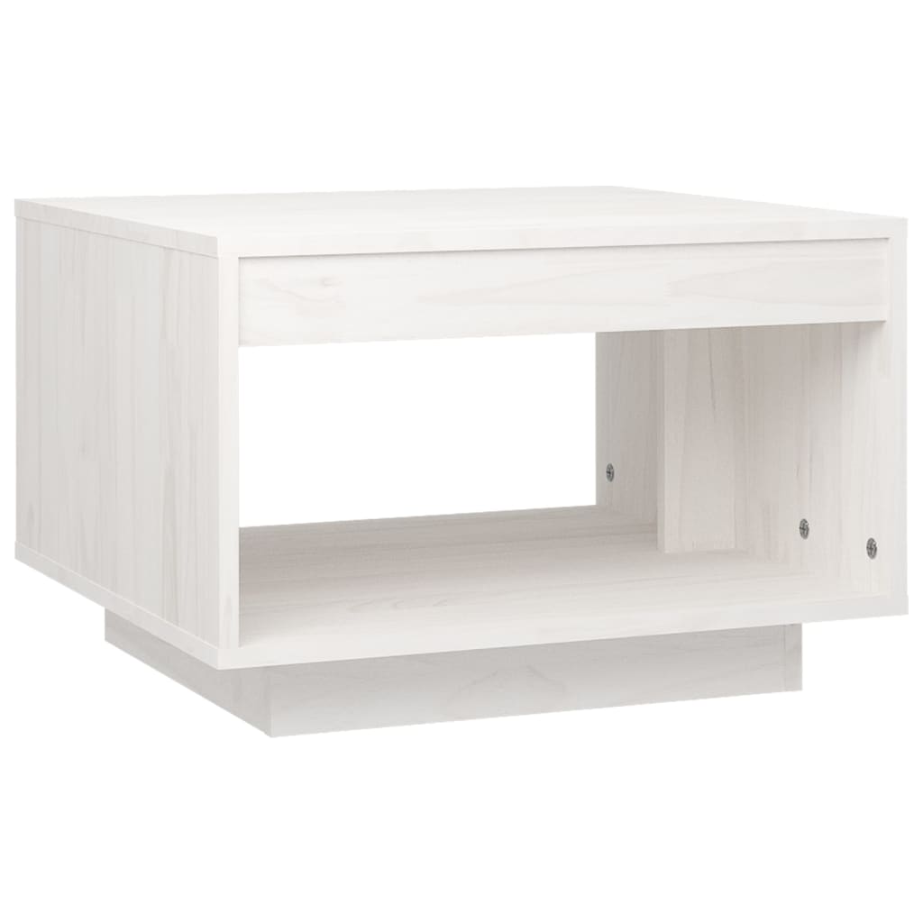 vidaXL Stolik kawowy, biały, 50x50x33,5 cm, lite drewno sosnowe