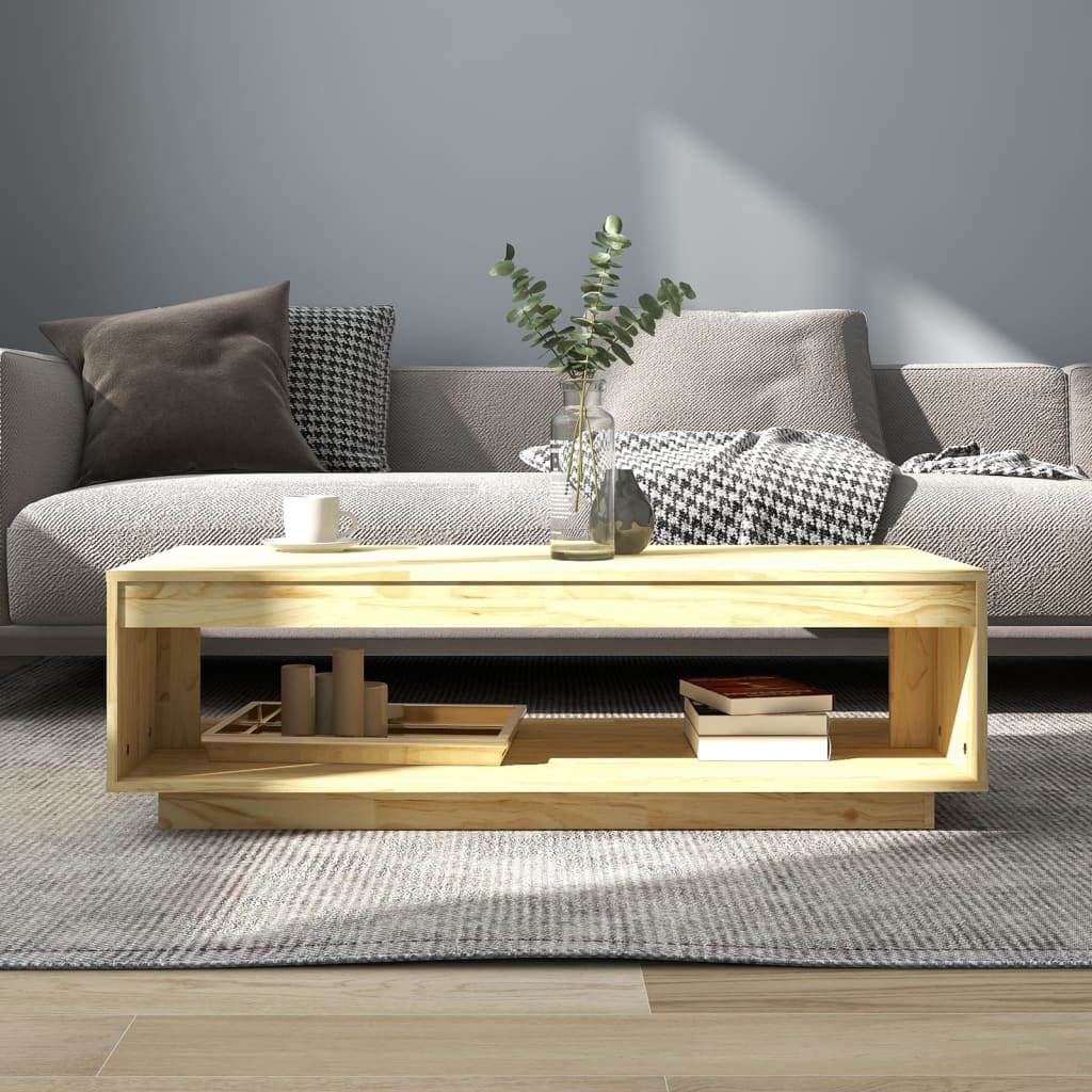 vidaXL Stolik kawowy, 110x50x33,5 cm, lite drewno sosnowe