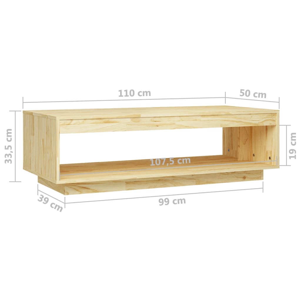 vidaXL Stolik kawowy, 110x50x33,5 cm, lite drewno sosnowe