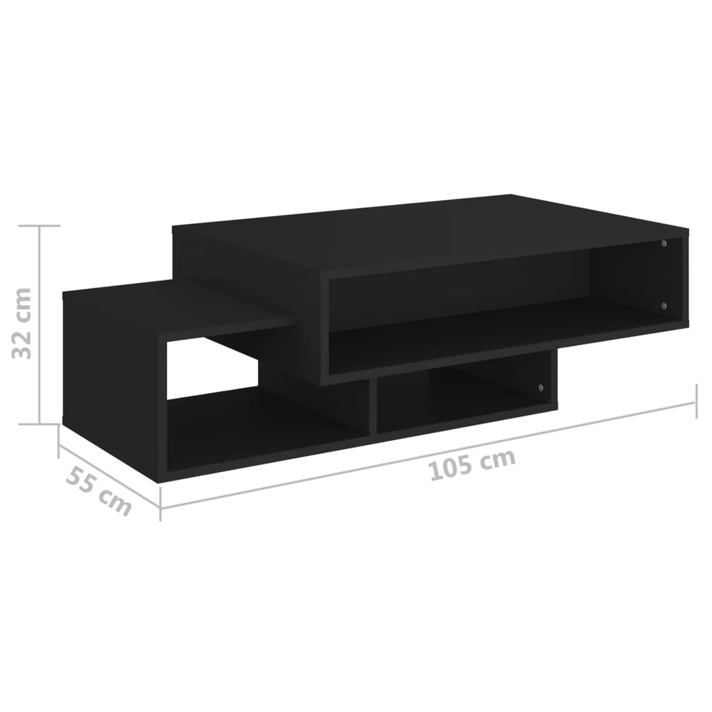 vidaXL Stolik kawowy, czarny, 105x55x32 cm, materiał drewnopochodny