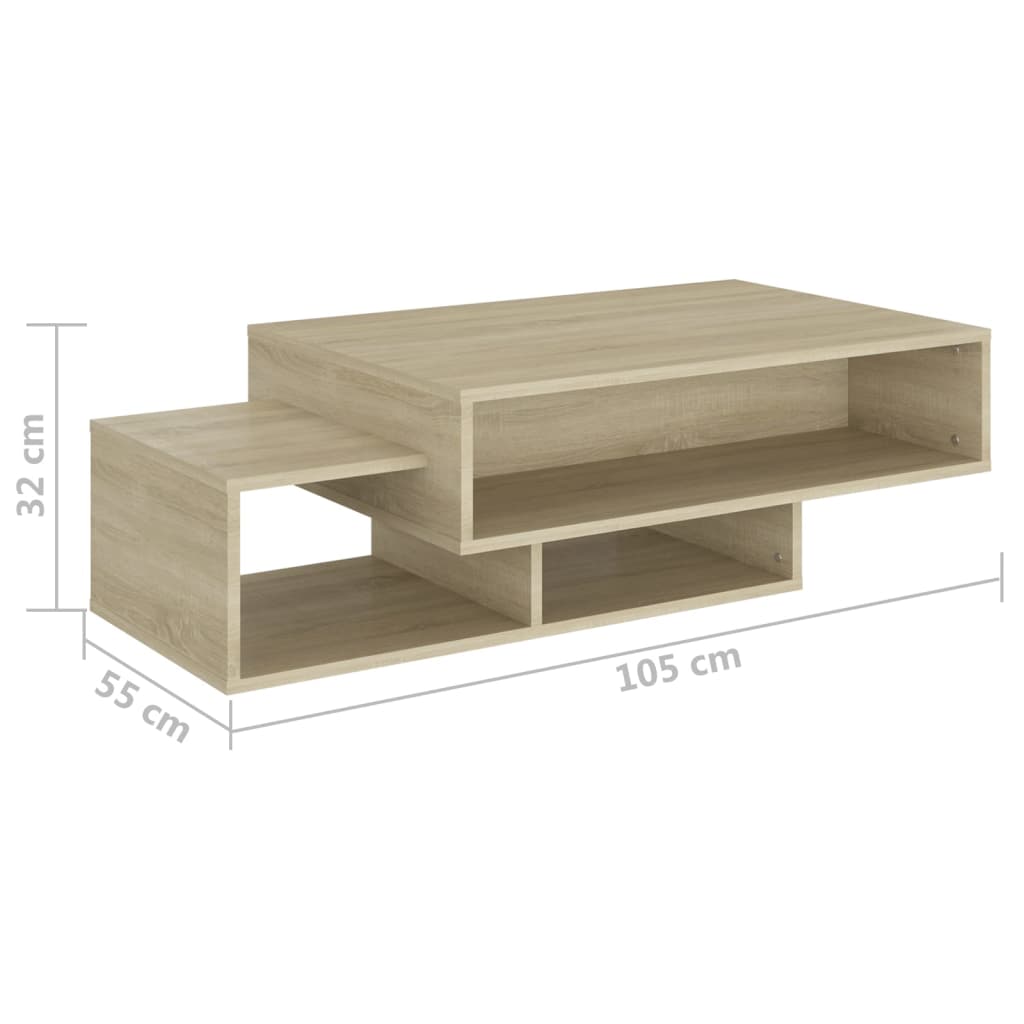 vidaXL Stolik kawowy, dąb sonoma, 105x55x32cm, materiał drewnopochodny