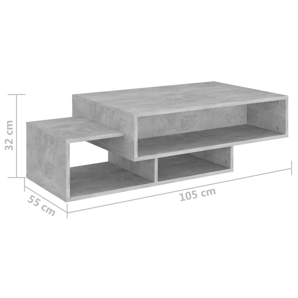 vidaXL Stolik kawowy, szarość betonu, 105x55x32 cm