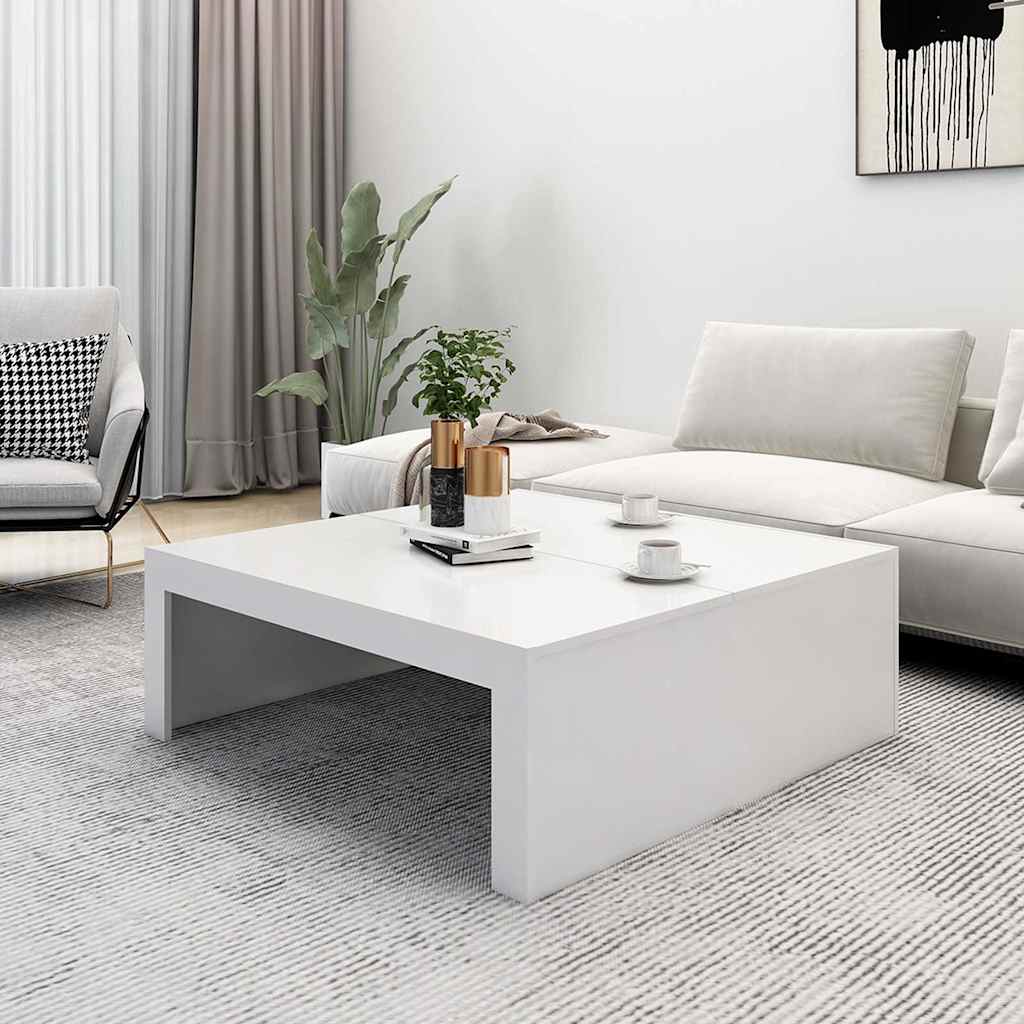 vidaXL Stolik kawowy, biały, 100x100x35 cm, materiał drewnopochodny
