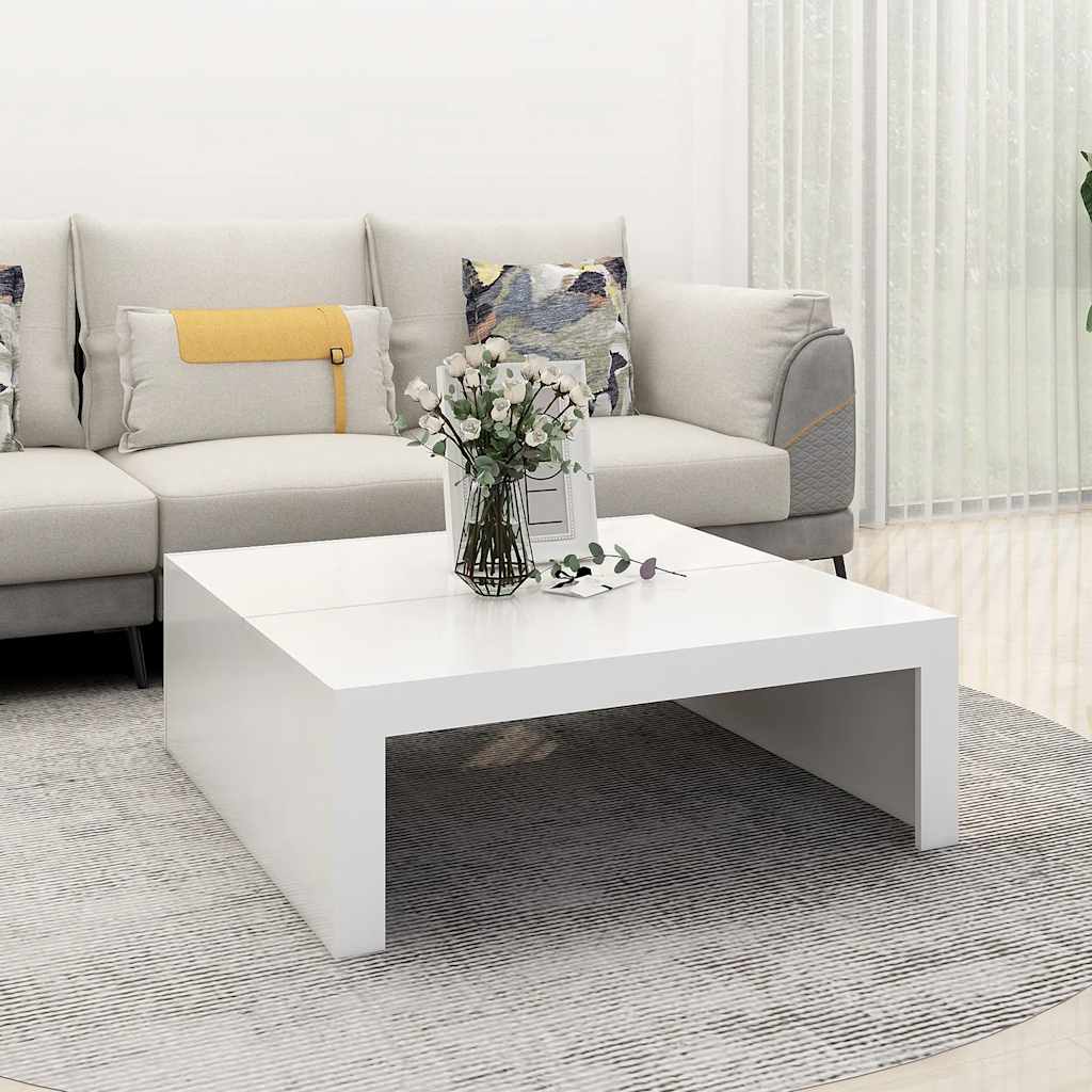 vidaXL Stolik kawowy, biały, 100x100x35 cm, materiał drewnopochodny