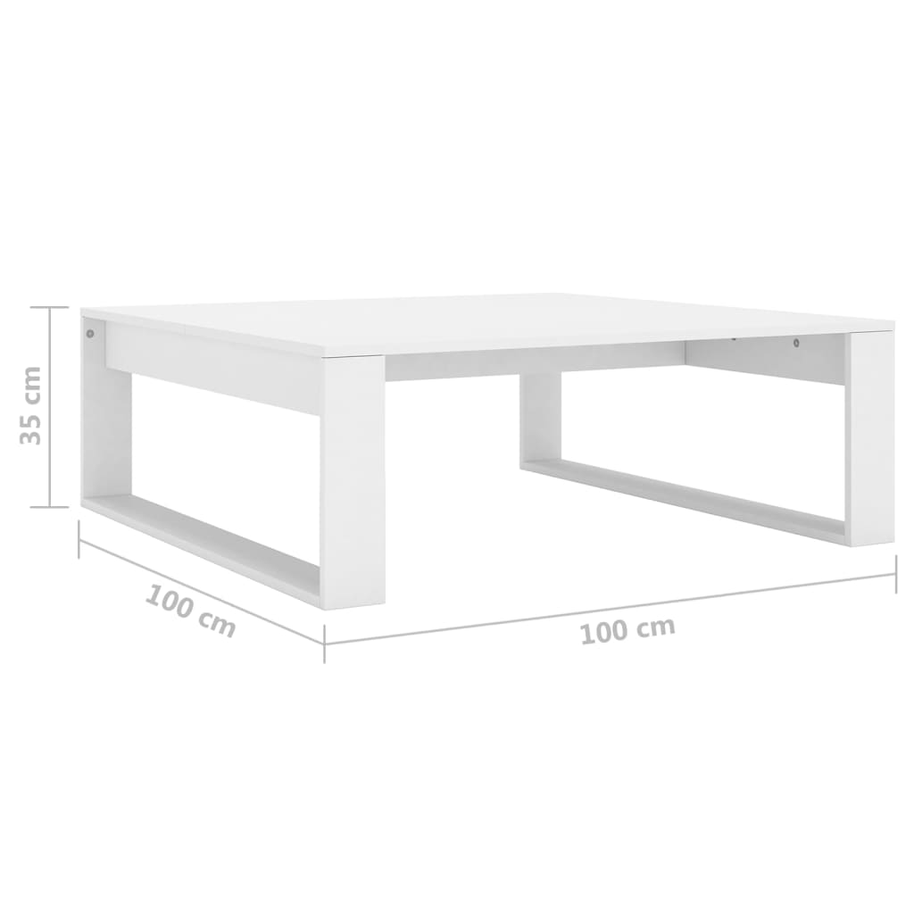 vidaXL Stolik kawowy, biały, 100x100x35 cm, materiał drewnopochodny