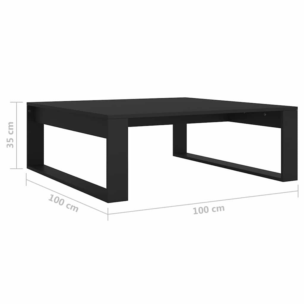 vidaXL Stolik kawowy, czarny, 100x100x35 cm, materiał drewnopochodny