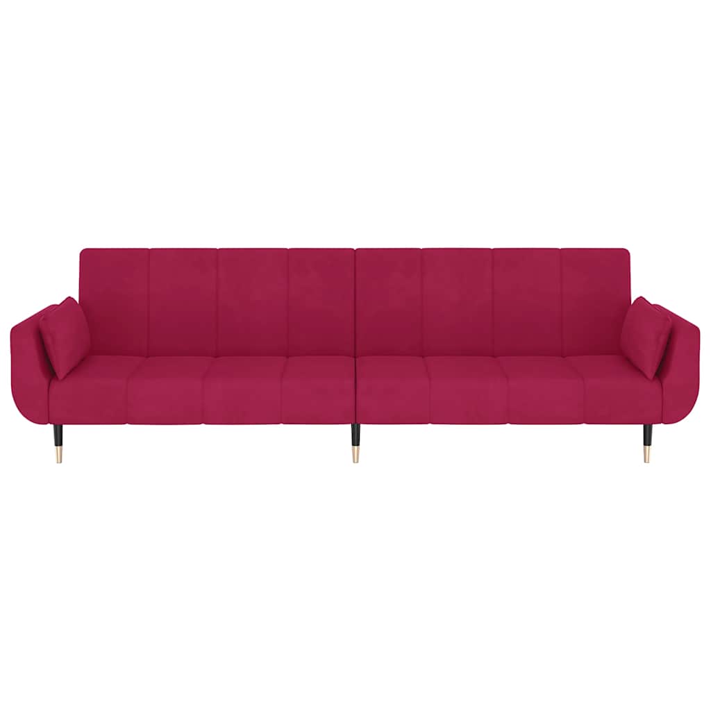 vidaXL 2-osobowa kanapa z 2 poduszkami, winna czerwień, aksamitna