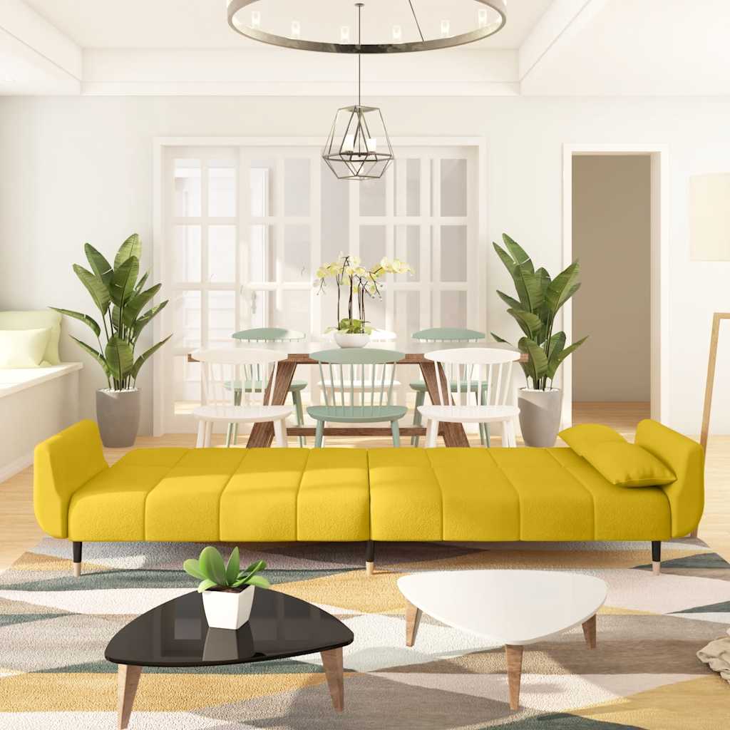 vidaXL 2-osobowa kanapa z 2 poduszkami, żółta, aksamitna