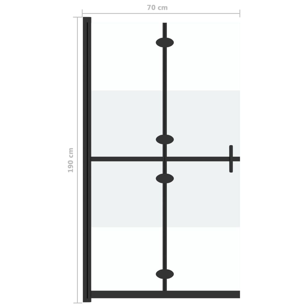 vidaXL Składana ścianka prysznicowa, pół mrożone szkło ESG, 70x190 cm