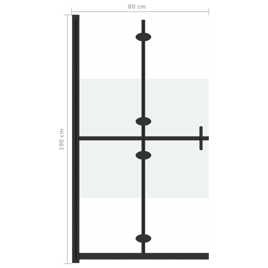 vidaXL Składana ścianka prysznicowa, pół mrożone szkło ESG, 80x190 cm