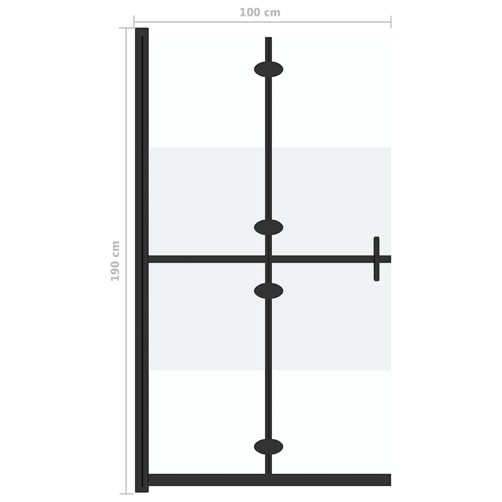 vidaXL Składana ścianka prysznicowa, pół mrożone szkło ESG, 100x190 cm