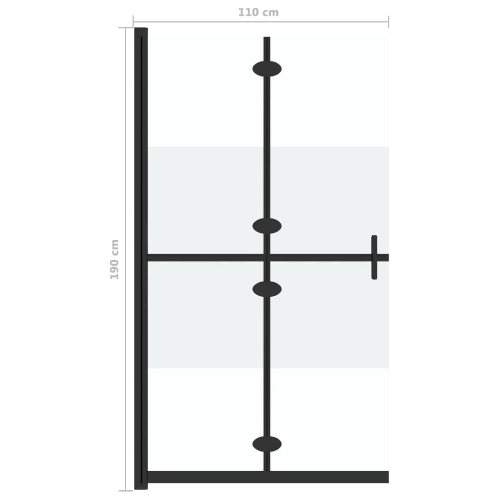 vidaXL Składana ścianka prysznicowa, pół mrożone szkło ESG, 110x190 cm