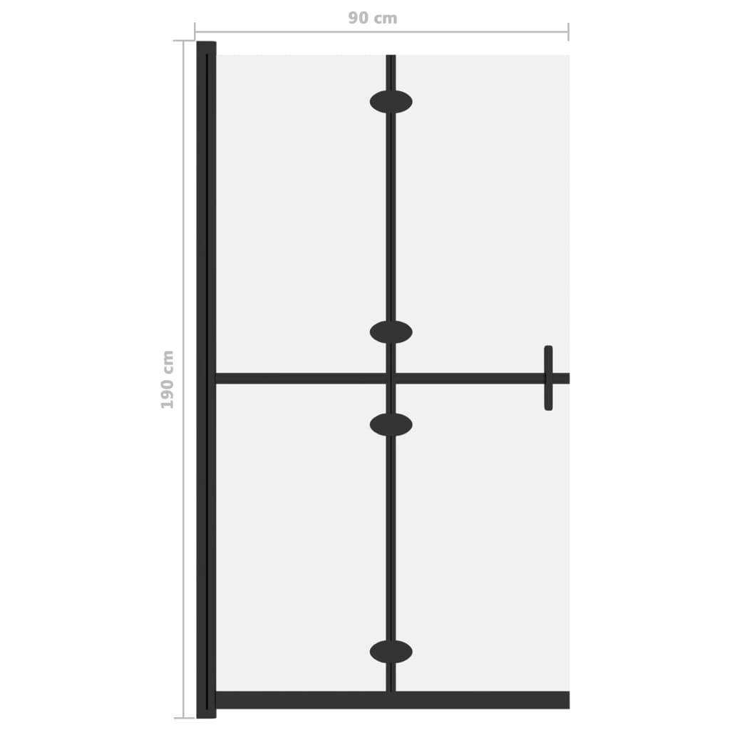 vidaXL Składana ścianka prysznicowa, mrożone szkło ESG, 90x190 cm