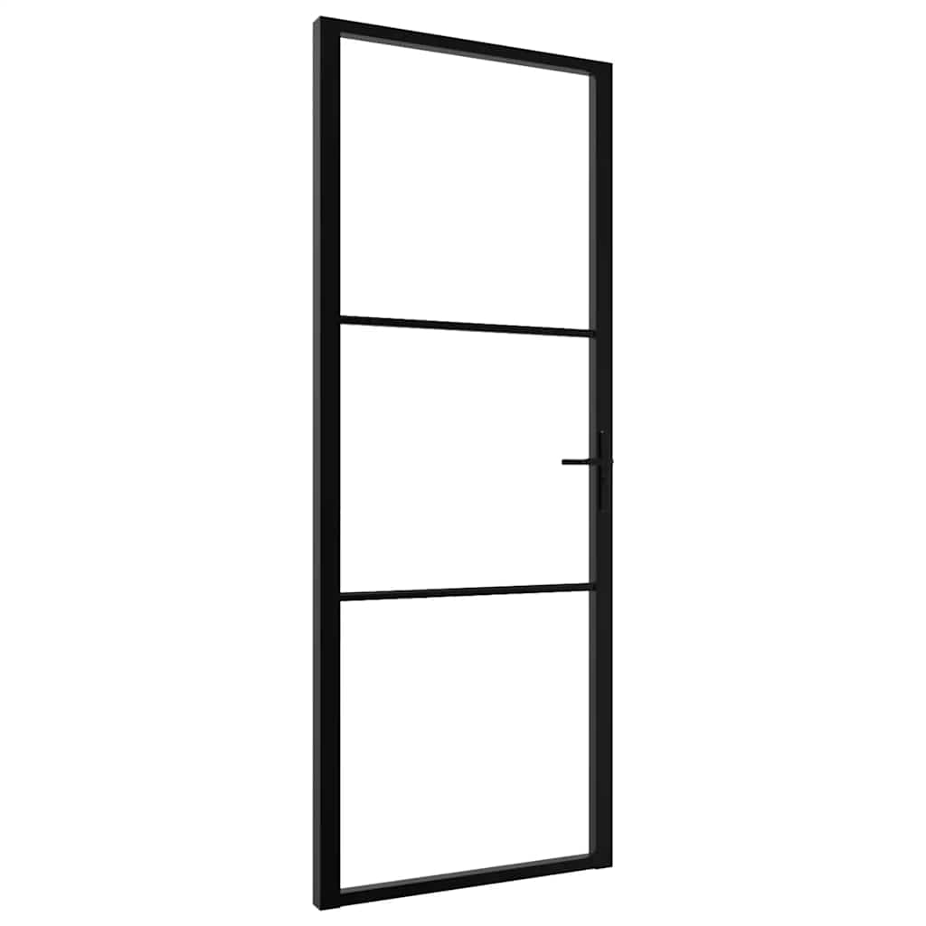 vidaXL Drzwi wewnętrzne, szkło ESG i aluminium, 76x201,5 cm, czarne