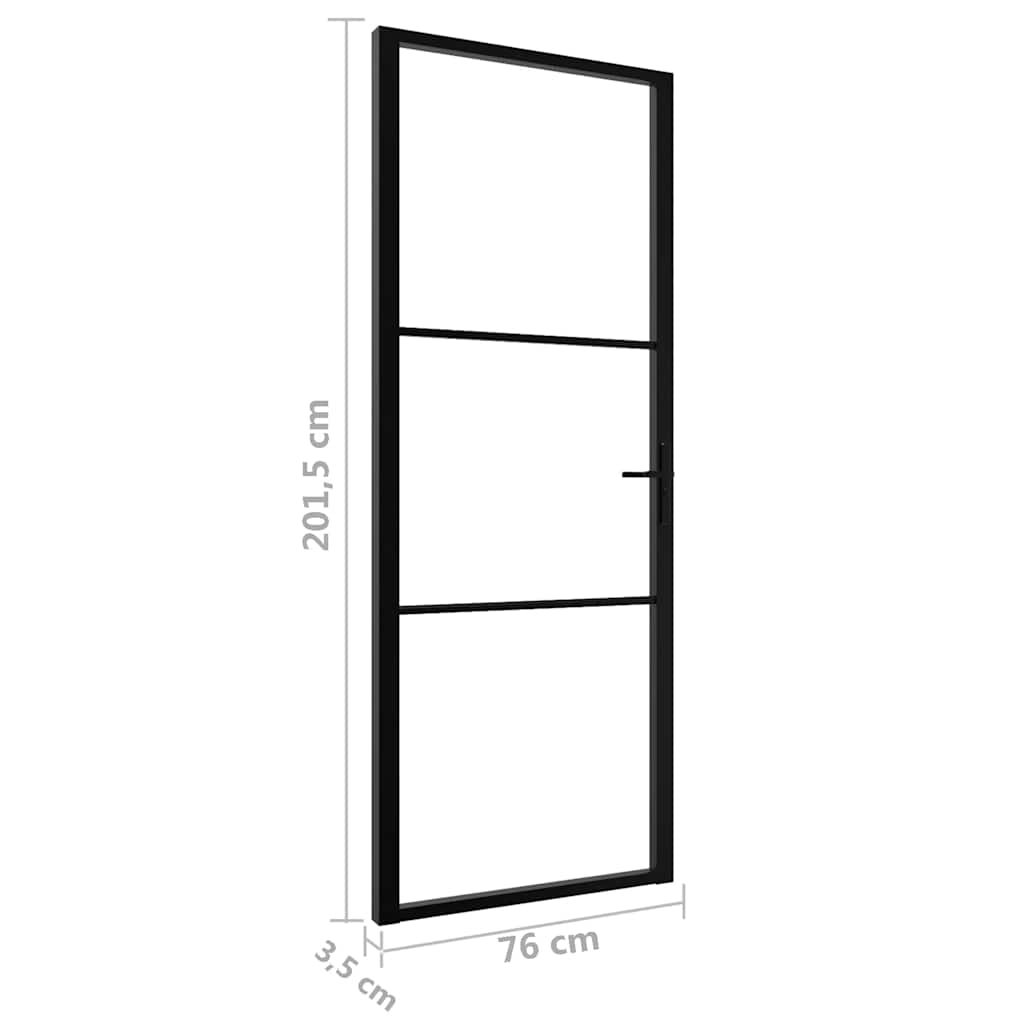 vidaXL Drzwi wewnętrzne, szkło ESG i aluminium, 76x201,5 cm, czarne