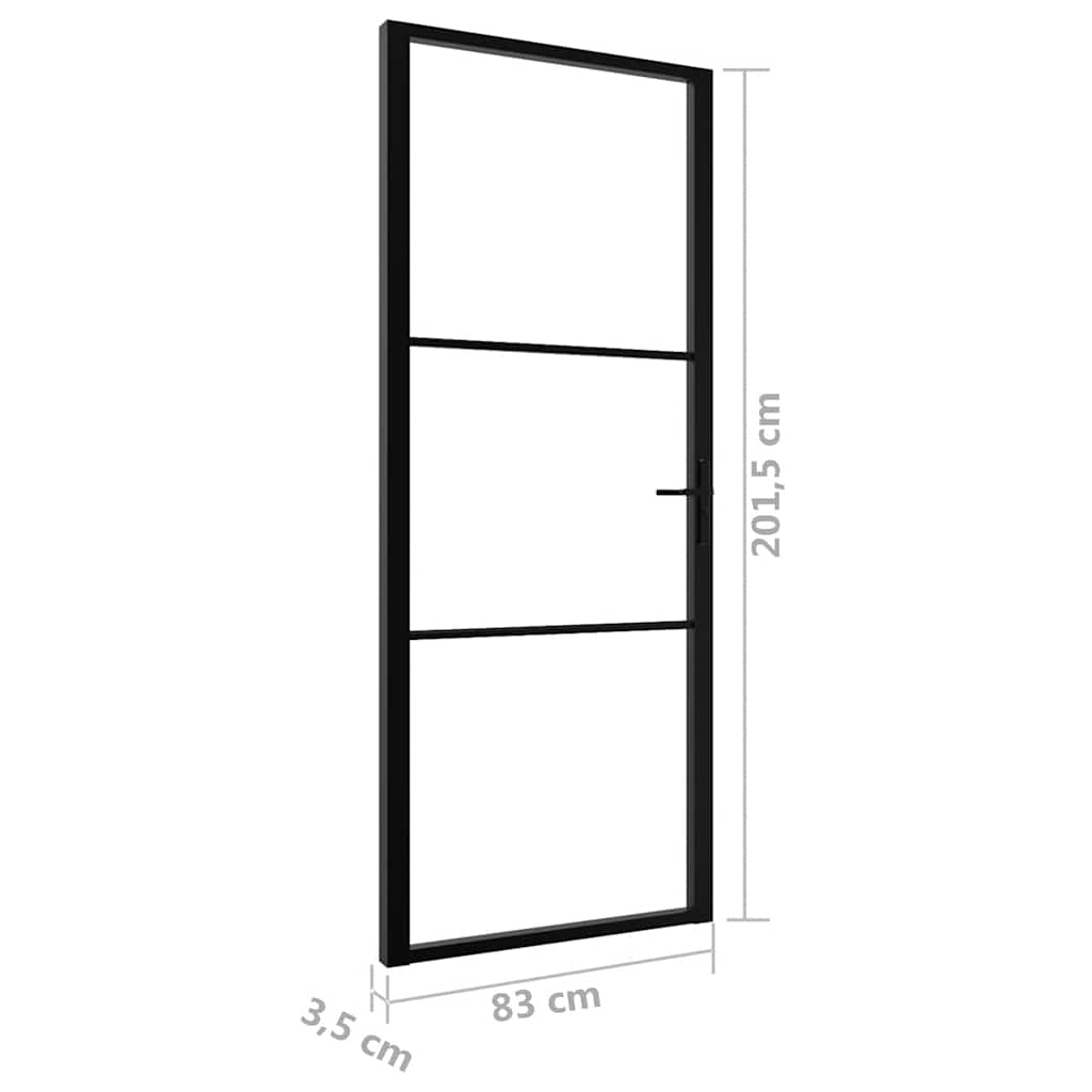 vidaXL Drzwi wewnętrzne, szkło ESG i aluminium, 83x201,5 cm, czarne