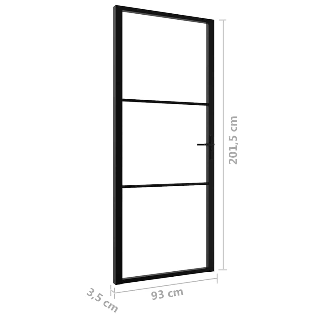 vidaXL Drzwi wewnętrzne, szkło ESG i aluminium, 93x201,5 cm, czarne