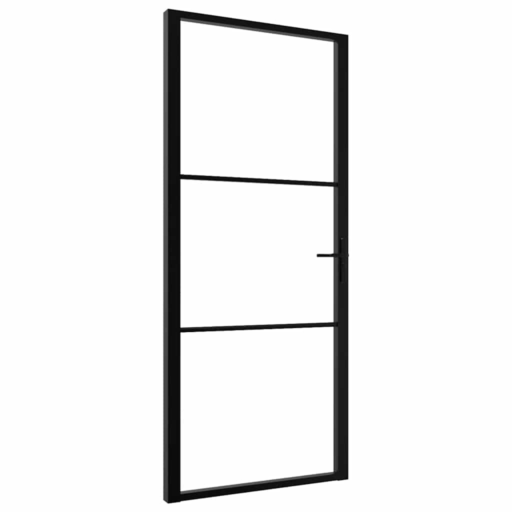 vidaXL Drzwi wewnętrzne, szkło ESG i aluminium, 102,5x201,5 cm, czarne