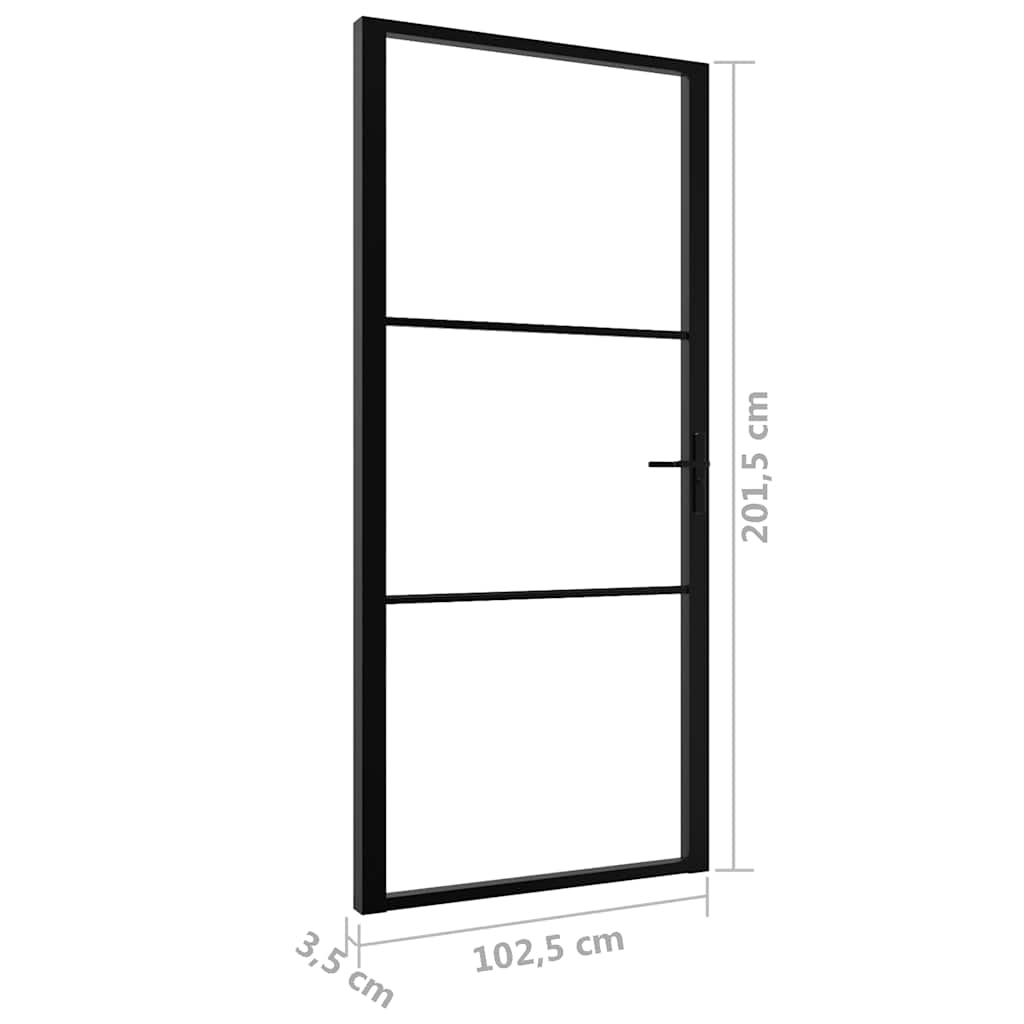 vidaXL Drzwi wewnętrzne, szkło ESG i aluminium, 102,5x201,5 cm, czarne