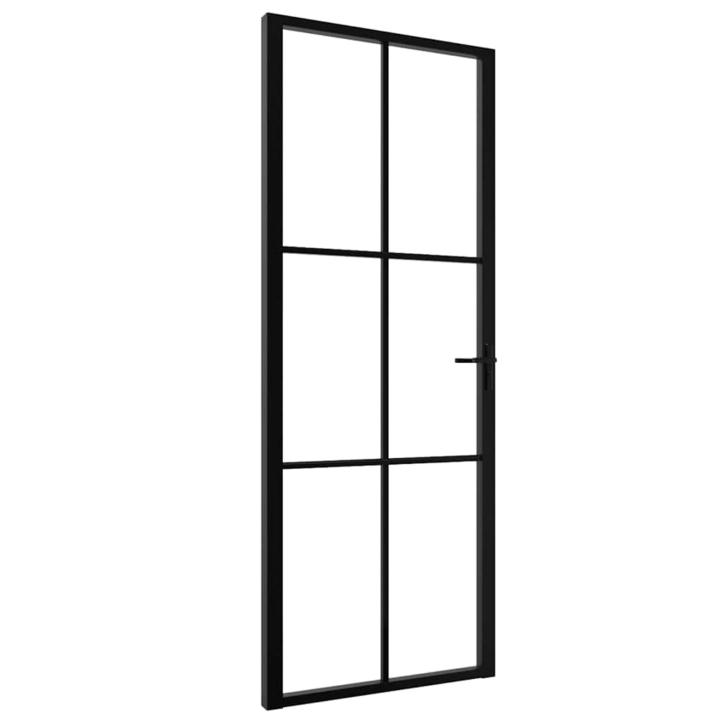 vidaXL Drzwi wewnętrzne, szkło ESG i aluminium, 76x201,5 cm, czarne