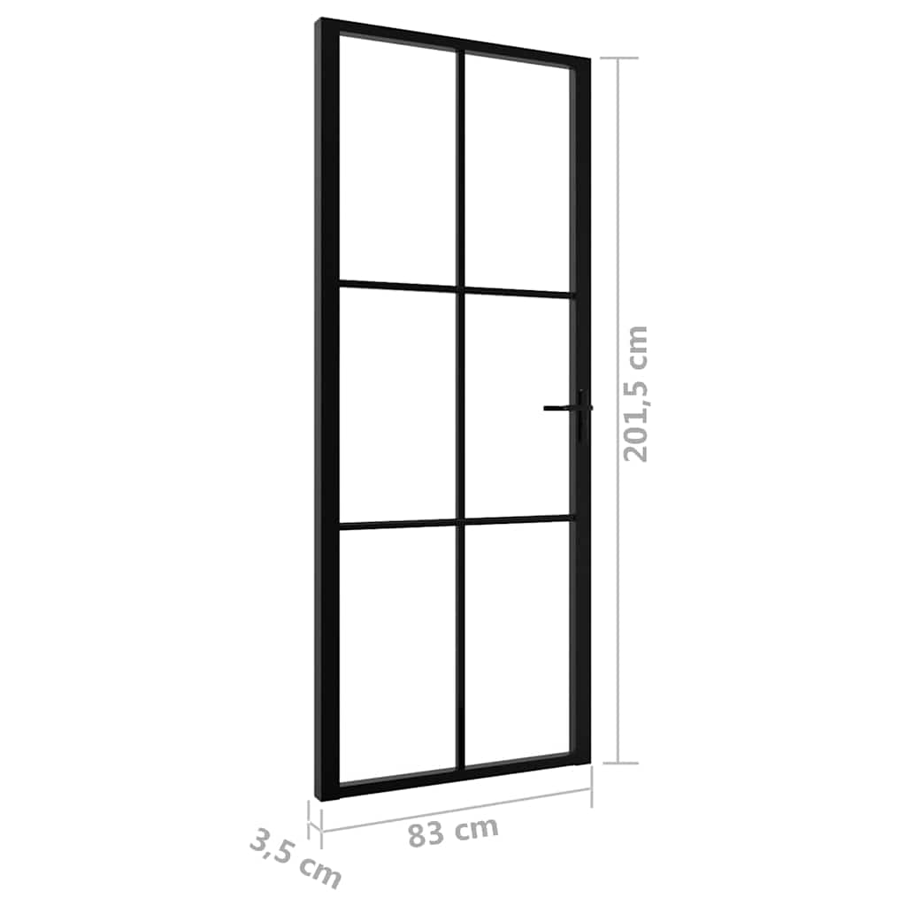 vidaXL Drzwi wewnętrzne, szkło ESG i aluminium, 83x201,5 cm, czarne