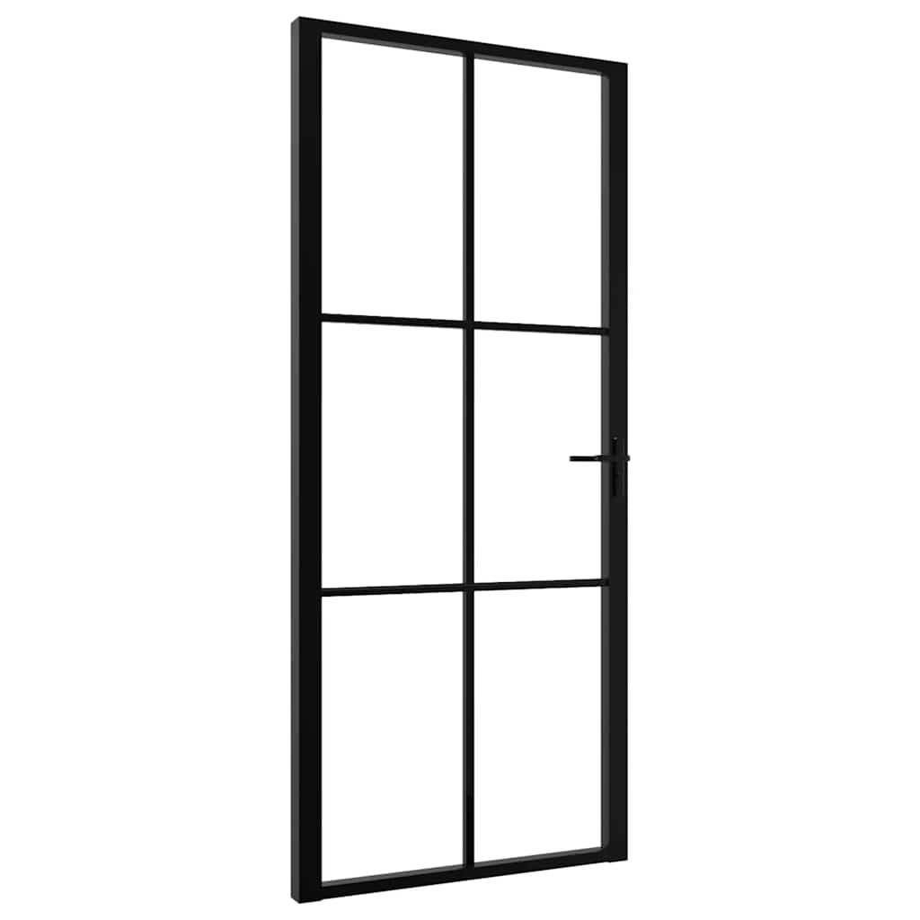 vidaXL Drzwi wewnętrzne, szkło ESG i aluminium, 93x201,5 cm, czarne