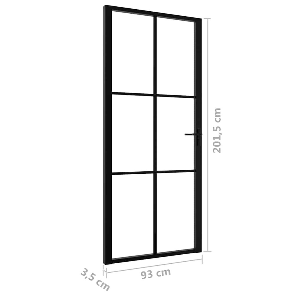 vidaXL Drzwi wewnętrzne, szkło ESG i aluminium, 93x201,5 cm, czarne