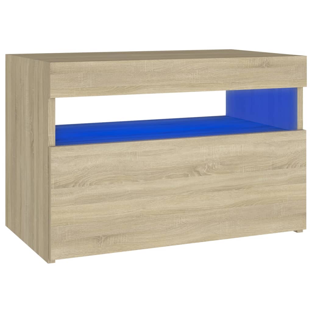 vidaXL Szafka nocna z oświetleniem LED, dąb sonoma, 60x35x40 cm, płyta