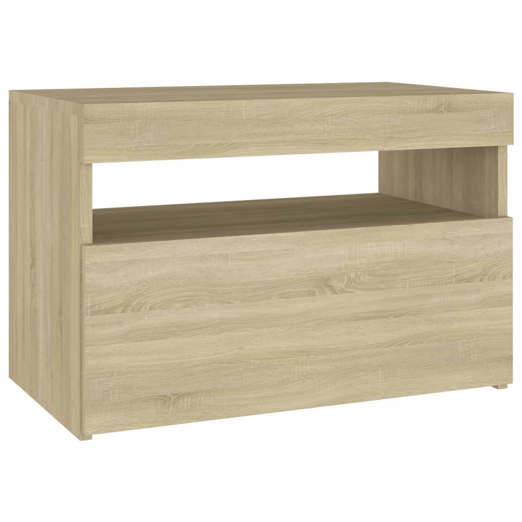 vidaXL Szafka nocna z oświetleniem LED, dąb sonoma, 60x35x40 cm, płyta