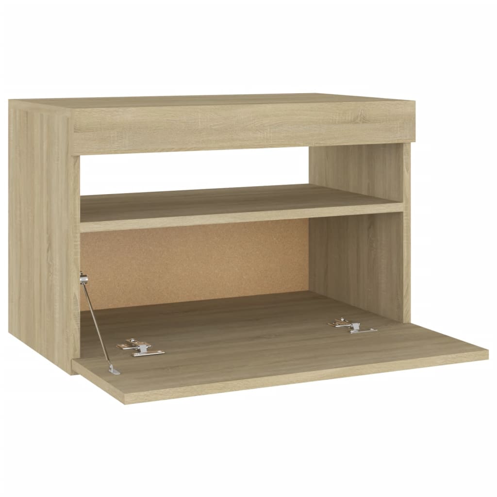 vidaXL Szafka nocna z LED, 2 szt., dąb sonoma, 60x35x40 cm