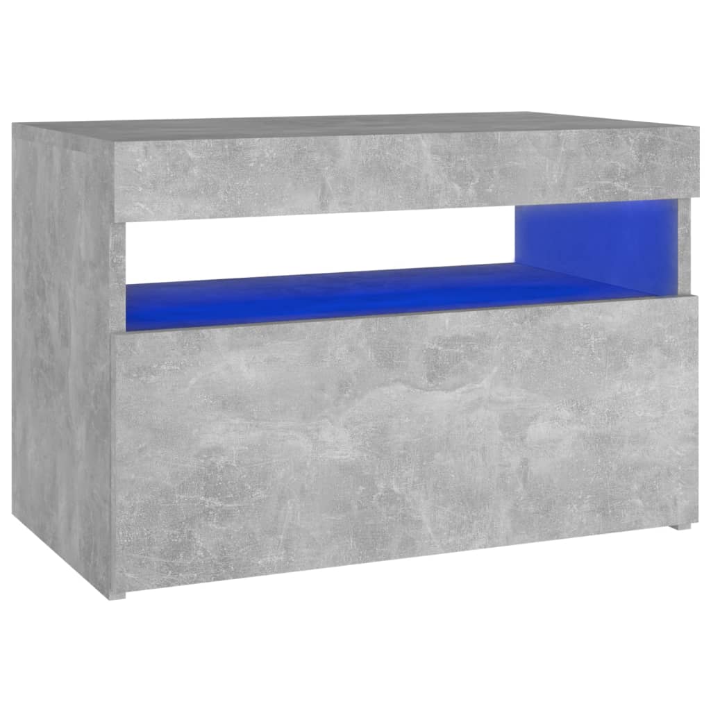 vidaXL Szafka nocna z oświetleniem LED, szarość betonu, 60x35x40 cm