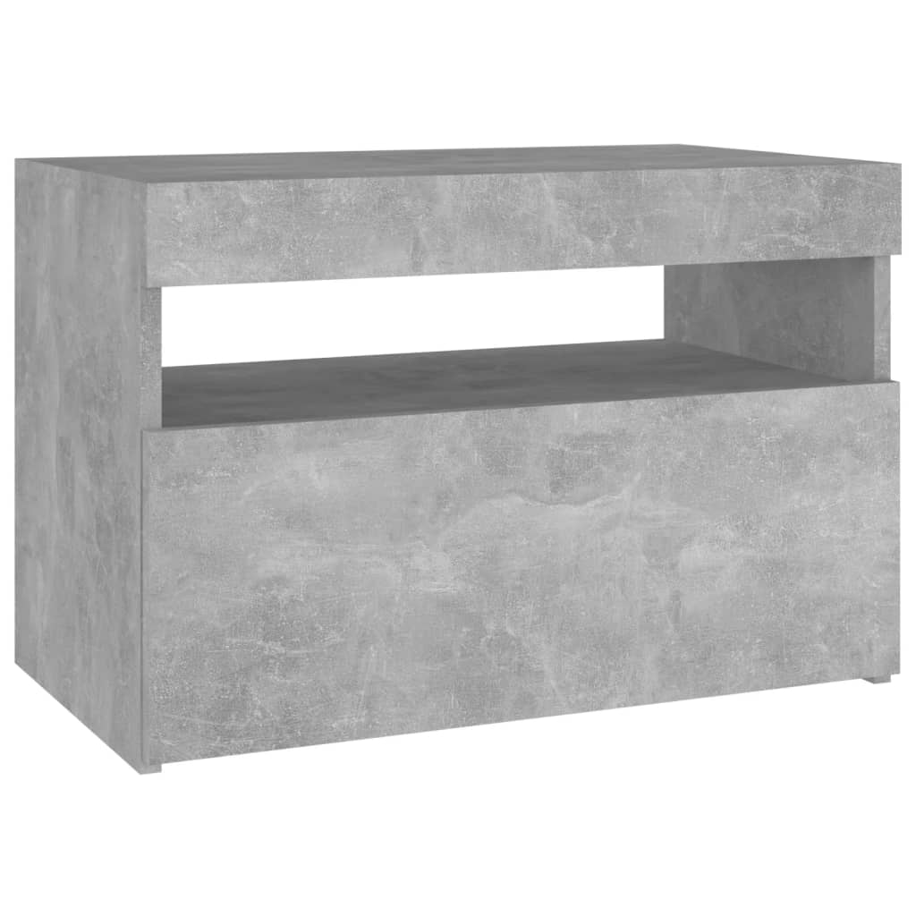 vidaXL Szafka nocna z oświetleniem LED, szarość betonu, 60x35x40 cm