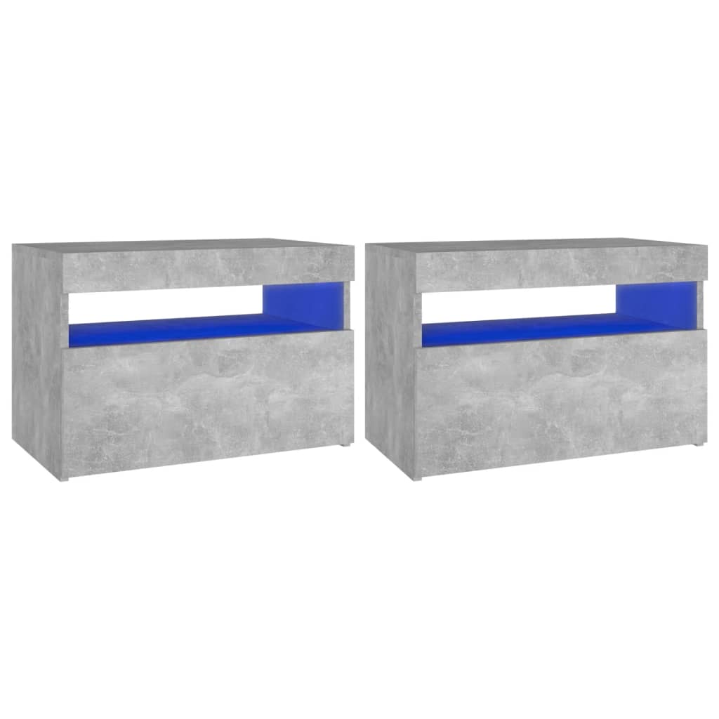 vidaXL Szafki nocne z LED, 2 szt., szarość betonu, 60x35x40 cm