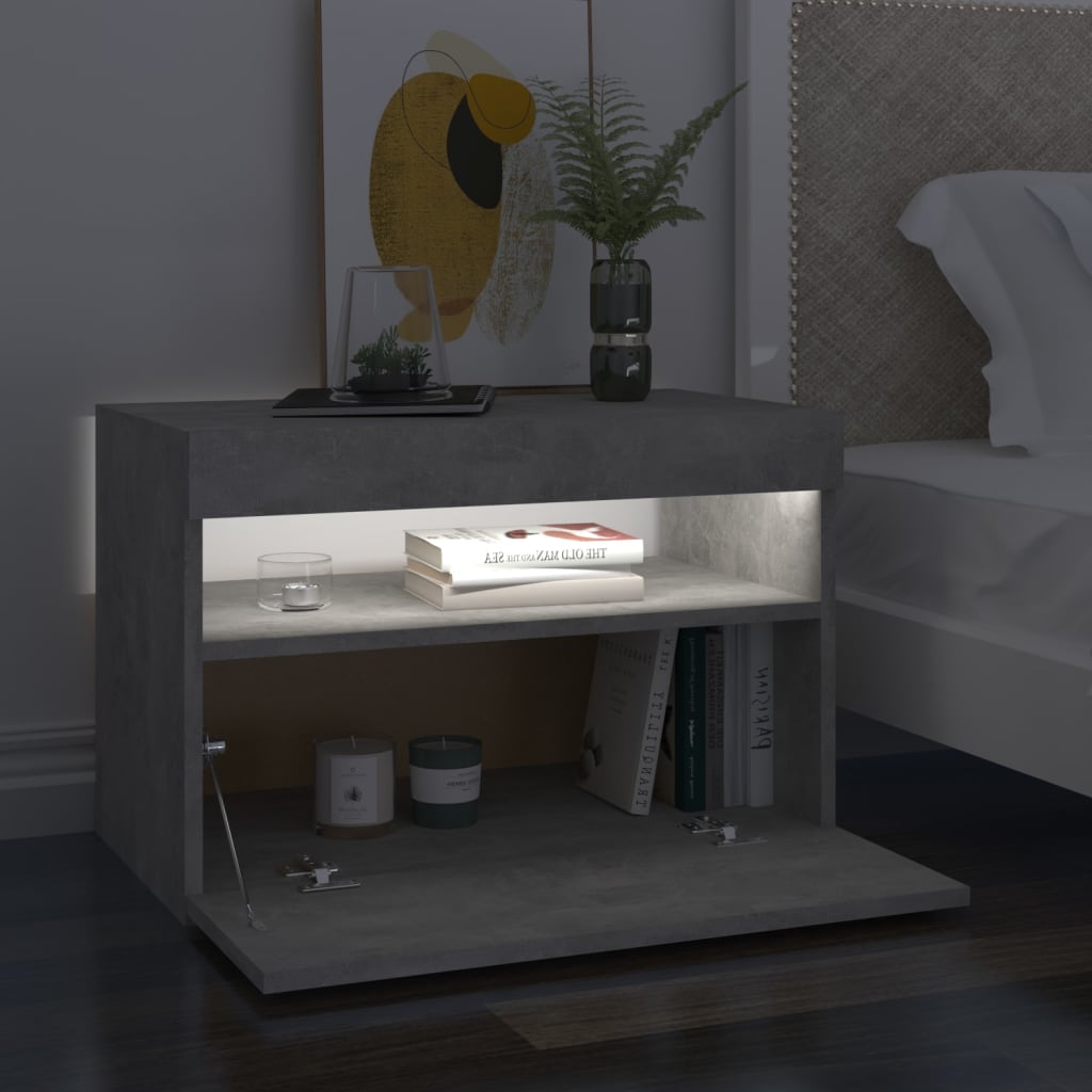 vidaXL Szafki nocne z LED, 2 szt., szarość betonu, 60x35x40 cm