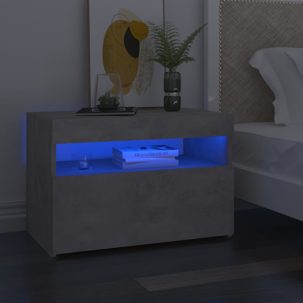 vidaXL Szafki nocne z LED, 2 szt., szarość betonu, 60x35x40 cm