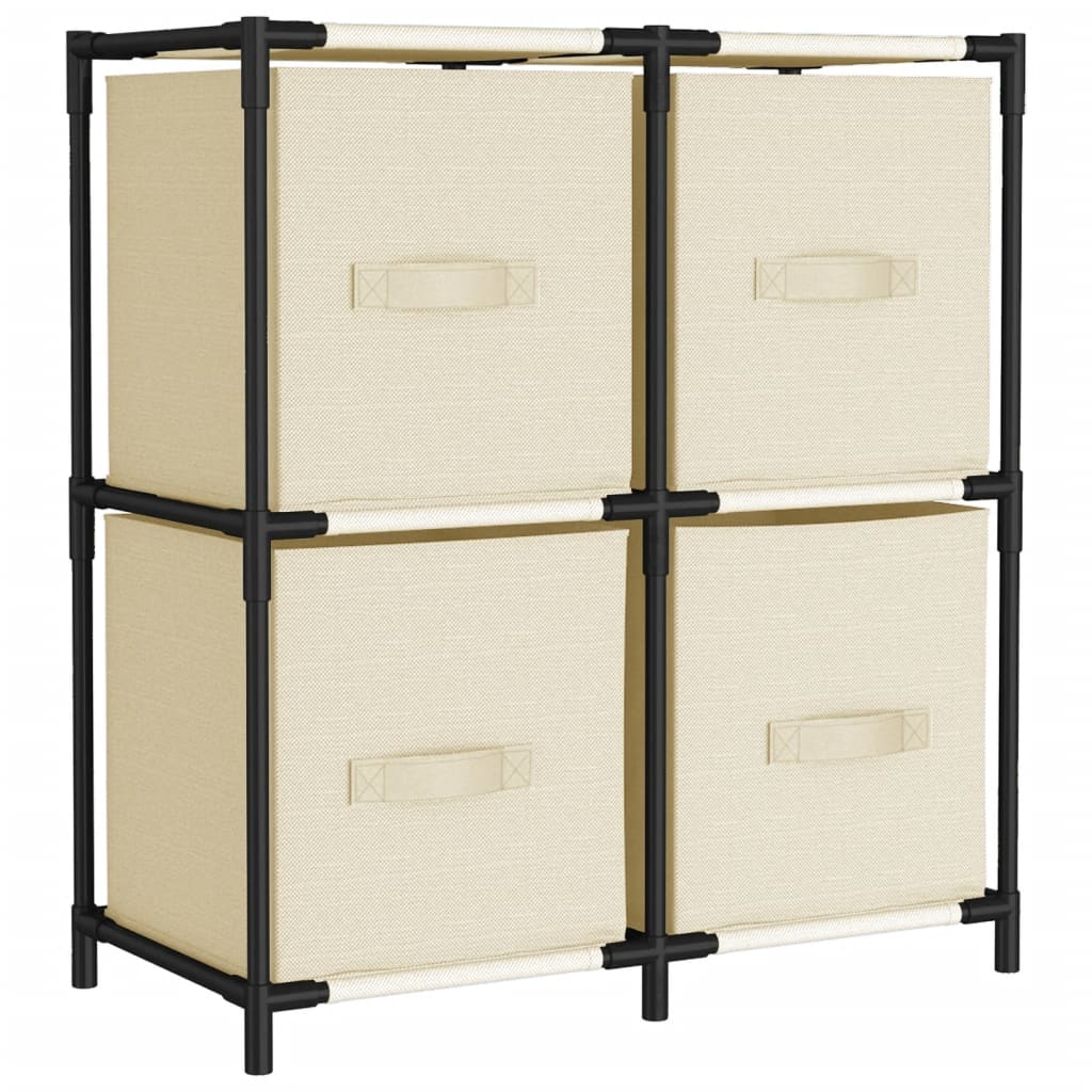 vidaXL Szafka z 4 koszami z tkaniny, kremowa, 63x30x71 cm, stal