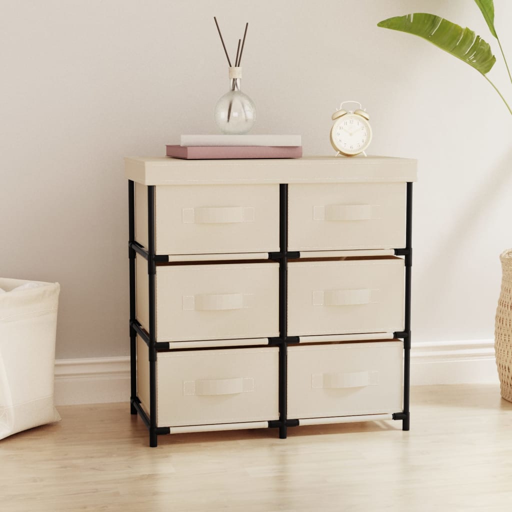 vidaXL Szafka z 6 szufladami, 55x29x55 cm, kremowa, stal