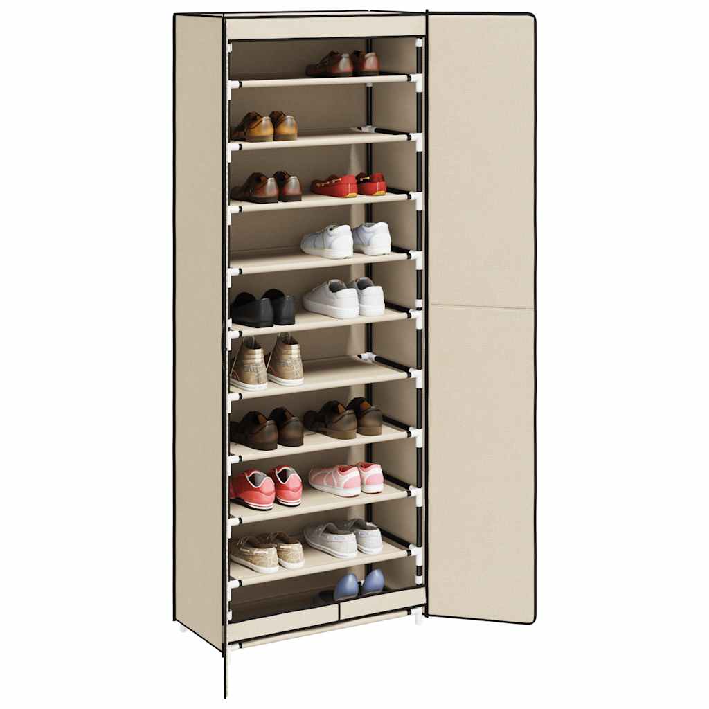 vidaXL Szafka na buty, kremowa, 60x30x166 cm, materiałowa