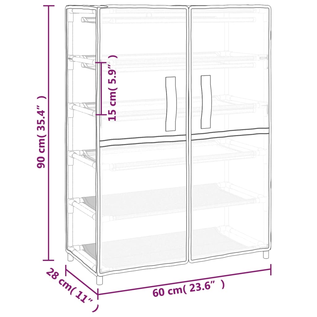 vidaXL Szafka na buty, kremowa, 60x28x90 cm, materiałowa