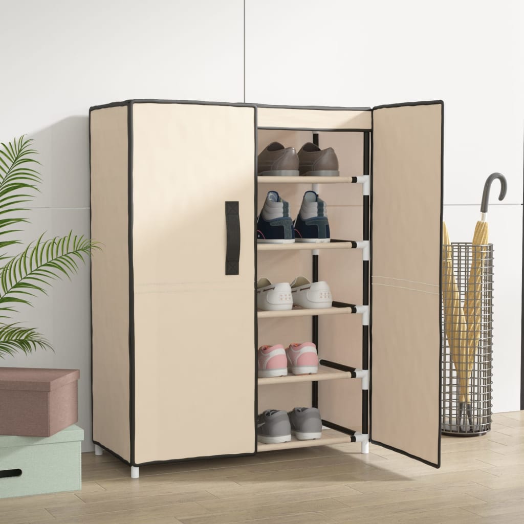 vidaXL Szafka na buty, kremowa, 60x28x90 cm, materiałowa