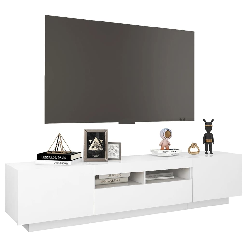 vidaXL Szafka TV z oświetleniem LED, biała, 180x35x40 cm