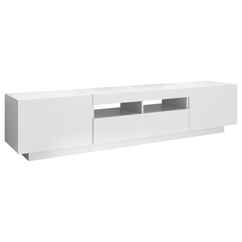 vidaXL Szafka TV z oświetleniem LED, biała, 180x35x40 cm